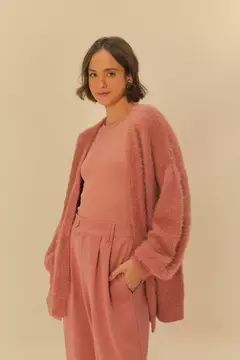 Cardigan Tricot Pelinho ROSA DAMASCO - FARM RIO - comprar online