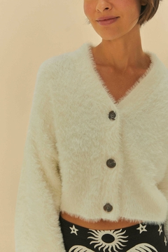 Cardigan Curto Tricot Pelinho OFF WHITE - FARM RIO na internet