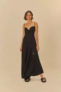 Vestido Alcinhas Fenda Frente PRETO - FARM RIO - comprar online