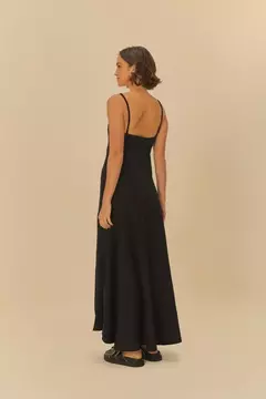 Vestido Alcinhas Fenda Frente PRETO - FARM RIO na internet