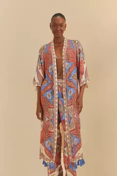 Kimono Localizado Estampado Jandaia Dance - Farm praia - comprar online