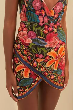 Saia Curta Estampada Bordadeira - farm apé - ELMÊ