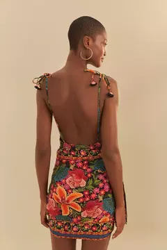 Saia Curta Estampada Bordadeira - farm apé - loja online