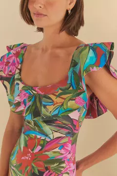 Maiô Babado Estampado Jardim De Sonho - farm na internet