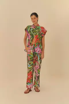 Calça Estampada Jardim De Sonho - farm praia - ELMÊ