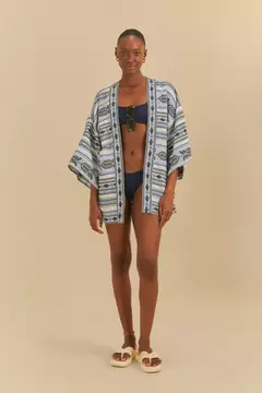 Biquíni Asa Delta Textura Coqueiro AZUL INTENSO - farm praia na internet
