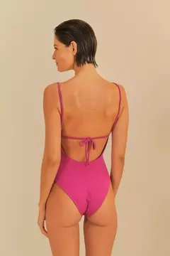Maiô Sideboob Textura Coqueiro rosa - farm rio - loja online