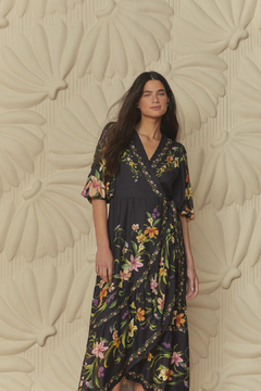 VESTIDO LONGO COM MANGA VESTIDA DE FLOR - farm rio na internet