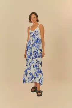Vestido Cropped Alça chita porcelana - FARM - comprar online