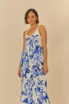 Vestido Cropped Alça chita porcelana - FARM - loja online
