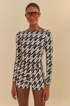 Maiô Manga Longa Estampado Pantera Da Noite - FARM PRAIA - comprar online