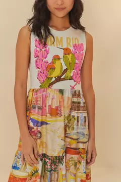 Vestido Cropped Estampado Farm Rio Passáros - FARM RIO - ELMÊ