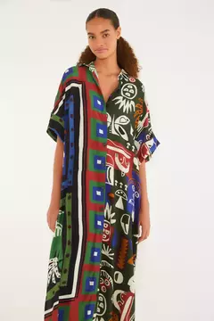 Vestido camisa lenço tropical - farm rio - comprar online