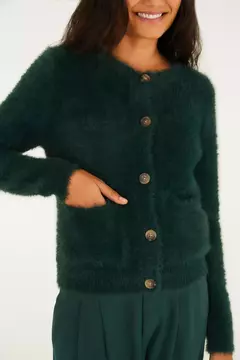 Cardigan Pelinho Curto Com Bolso Verde - FARM RIO na internet