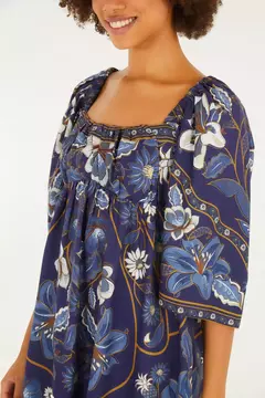 Vestido Curto Manga Estampado Marcelle - farm rio - ELMÊ