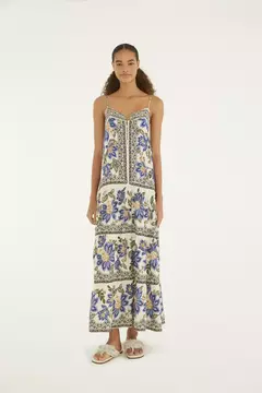 Vestido Longo Estampado Jardim Chintz Lenço - FARM RIO - comprar online