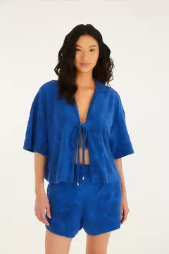 SHORT ATOALHADO AZUL - FARM PRAIA - comprar online