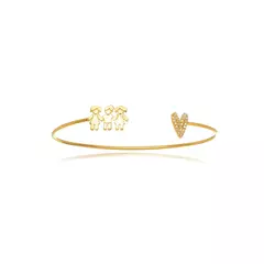Bracelete Duas Meninas e Um Menino Coração Micro Zircônia - ouro - comprar online