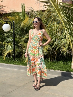 vestido helena alça estampa floral majestoso - cores