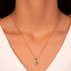 Conjunto coração elisa citrino ródio branco - comprar online