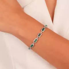 Pulseira retangular cravejada ródio branco turmalina - comprar online