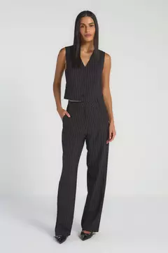 CALÇA ALFAIATARIA RISCA DE GIZ PRETO - MY PLACE - comprar online