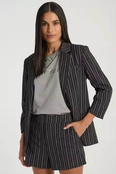 BLAZER ALFAIATARIA RISCA DE GIZ BLACK- MY PLACE - comprar online