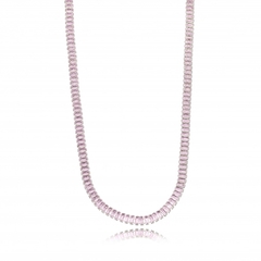 Choker Riviera baguete rosa quartzo