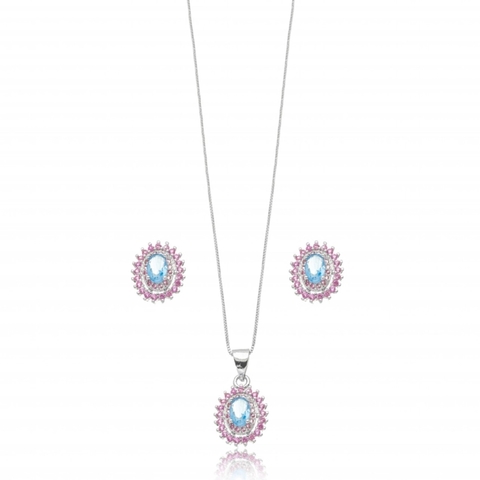 Conjunto aya aqua marinha e rosa
