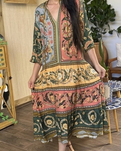 Vestido longo naipe animal - farm rio - comprar online