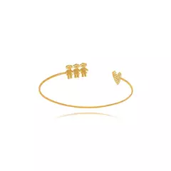 Bracelete Três Meninas Coração Micro Zircônia - ouro - comprar online