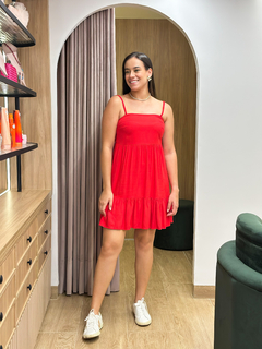 vestido anna curto vermelho liso