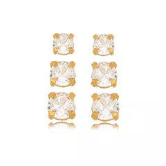 Brinco Trio Ponto de Luz QUADRADO - OURO - comprar online