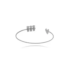 Bracelete Três Meninas Coração Micro Zircônia - ródio branco - comprar online