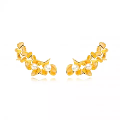 ear cuff flores pérolas ouro