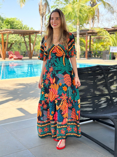 VESTIDO HELENA MANGA LONGO BANANA MIX