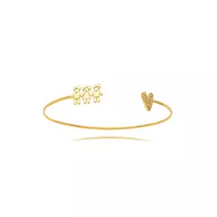 Bracelete Dois Meninos e Uma Menina Coração Micro Zircônia - ouro - comprar online