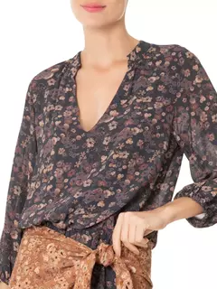 Vestido Longo Faixa Estampa Lush chumbo - MARIA FILÓ na internet
