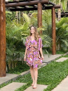 vestido kimono estampa inverno floral