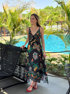 vestido helena alça midi estampa abacaxi