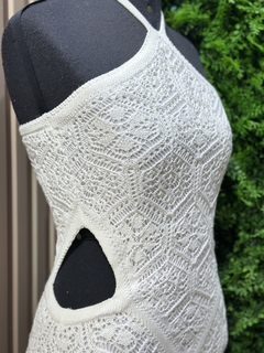 vestido tricot larissa rendado frente única branco - ELMÊ