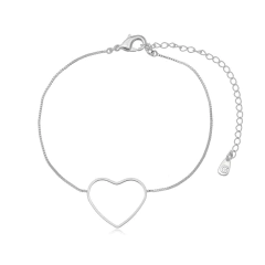 Pulseira coração vazado Ródio Branco