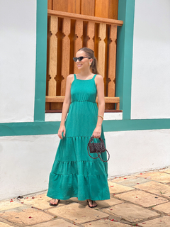 vestido Geórgia crepe verde