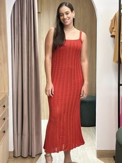 vestido tricot kiara fio metalizado vermelho