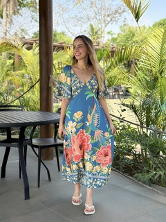 vestido helena manga midi estampa arara - cores - loja online
