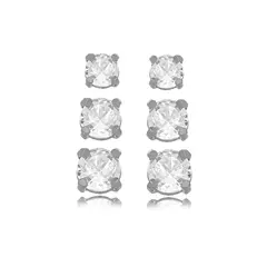 Brinco Trio Ponto de Luz QUADRADO - RÓDIO BRANCO - comprar online