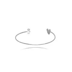 Bracelete Menina Coração Micro Zircônia - ródio branco - comprar online