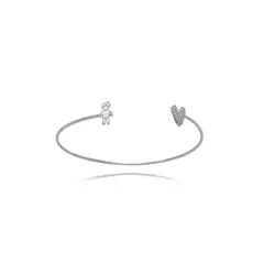 Bracelete Menino Coração Micro Zircônia - ródio branco - comprar online