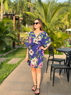 vestido kimono estampa anoitecer no jardim - loja online