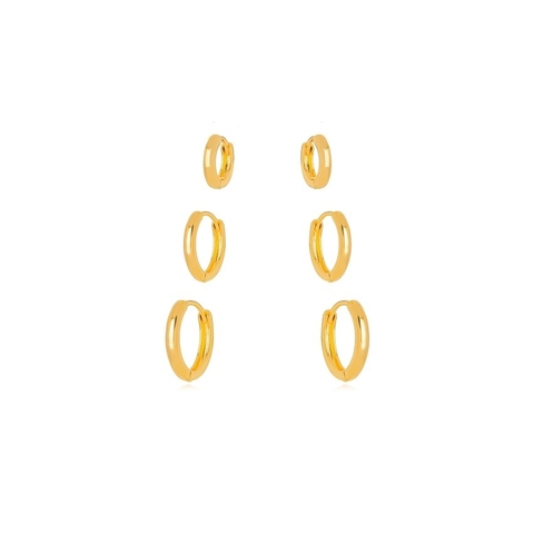trio argola lisa Turquia ouro
